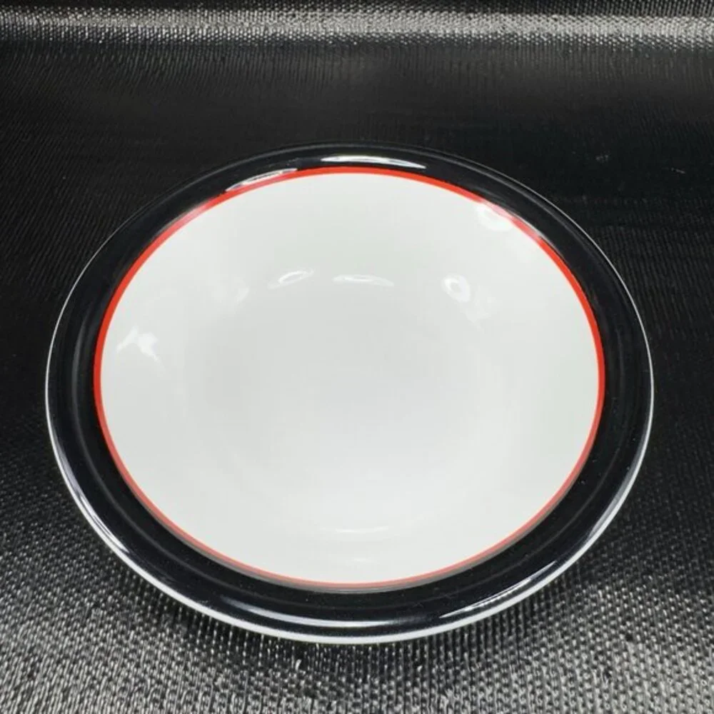 Ranmaru Tuxedo Japan Ceramic Stoneware Black Red White Deep Dish Bowl Set4 Bowls